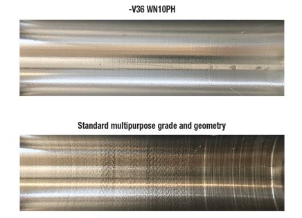 WIDIA Shining Moment: Top Cut 4 V36 WN10PH Insert versus Standard Multipurpose Grade & Geometry